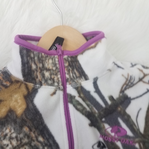 Mossy Oak‎ Size S Camouflauge Pink Trim Womens S Fleece 1/4 Zip Fleece Pullover - Picture 7 of 9